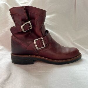 Chippewa Women's Dark Red Leather Combat Boots